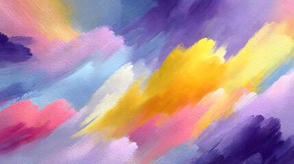 An abstract colorful background in shades of purple, yellow, blue, and pink, blending together to create a vibrant and dynamic visual effect.