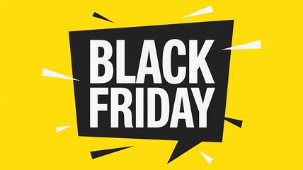 Naklejka premium Black Friday Sale Banner with Bold Text on Yellow Background for Shopping Promotion