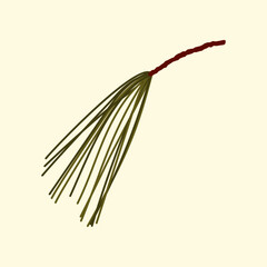 Illustration of a green pine branch.