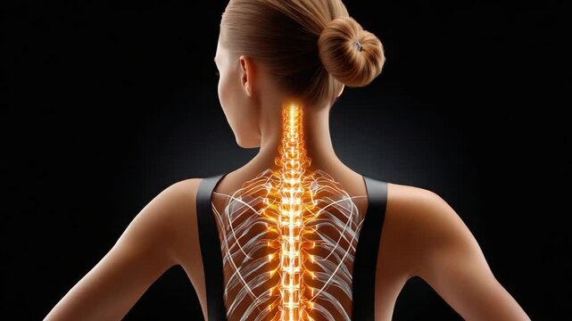 Anatomy of Spinal Excellence: A captivating perspective unveils the intricacies of the spinal column in a human body, highlighting the spine's complex structure and its significance.