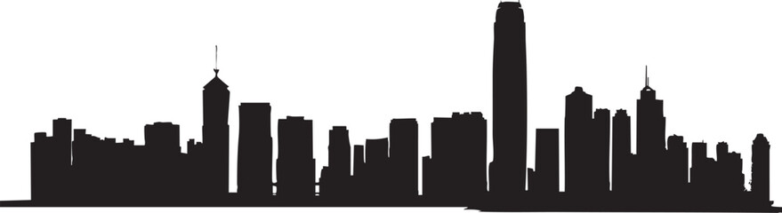 Obraz premium Modern city skyline silhouette in black, ideal for travel posters, urban branding, and architectural graphic design projects.