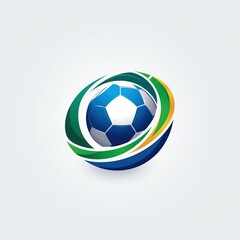 Obraz premium Dynamic soccer ball icon with vibrant swirling colors perfect for sports branding, promotional materials and energetic team logos full of motion and excitement