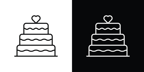 Wedding cake icon symbols in black illustrations set