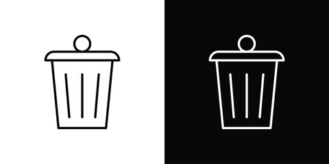 Trash icon symbols in black illustrations set