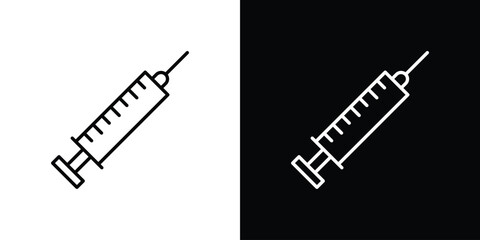 Syringe injection icon symbols in black illustrations set