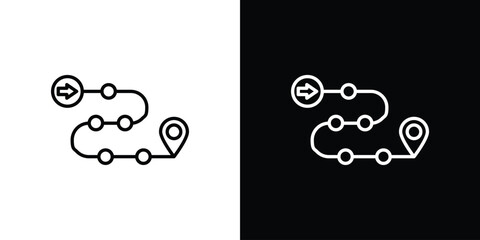 Roadmap icon symbols in black illustrations set