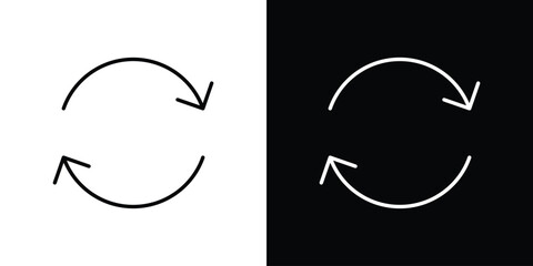 Repeat icon symbols in black illustrations set