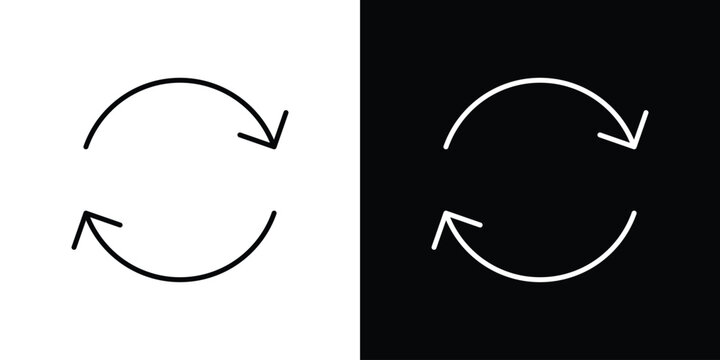 Repeat icon symbols in black illustrations set