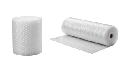 Rolls of bubble wrap for packaging isolated on transparent background