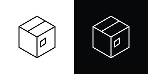 Package icon symbols in black illustrations set