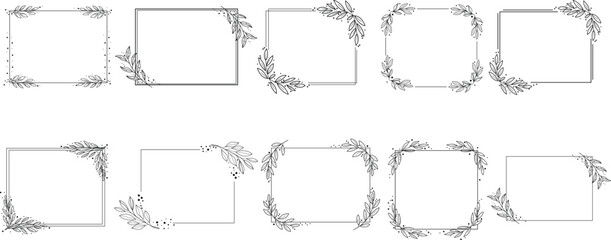 Elegant Botanical Frame Collection Leafy Border Designs for Invitations Cards and Creative Projects Nature Inspired