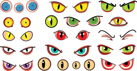 Assorted Cartoon Eyes Animated Eyeballs Evil Glares Cute Colorful Character Expressions Vector Art Animation Comic