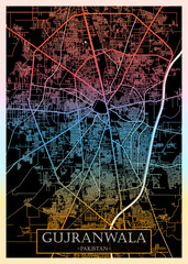 Gujranwala Pakistan City Map. Downtown printable banner, travel destination Landmarks travel city landscape, map illustration print cities city travel, illustration painting destination, city banner