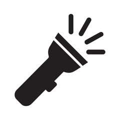 Flashlight Torch Icon in Flat Black Style