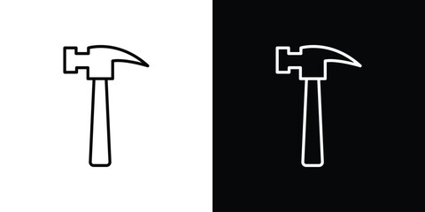 Hammer icon symbols in black illustrations set