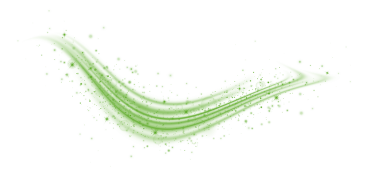 Green glowing light trail vector green line effect, winding green path, wave , curved energy vortex, futuristic background on a transparent PNG background	