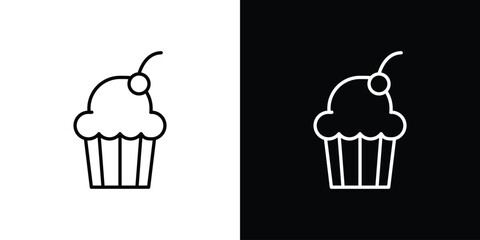 Cupcake icon symbols in black illustrations set