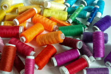 Vibrant Spools of Colorful Sewing Threads