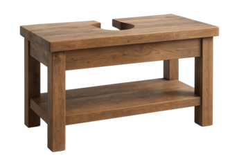 Reclaimed wood console under sink adds rustic charm to a cottage-style bathroom.