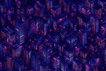 Futuristic neon cityscape with glowing skyscrapers