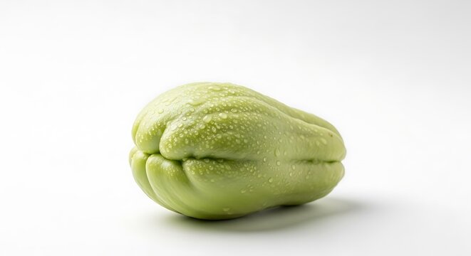 Fresh Chayote Squash Sechium edule Isolated on White Background