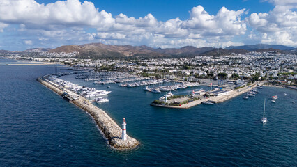 Naklejka premium Scenic Aerial View of Turgutreis Marina in Bodrum, Turkey