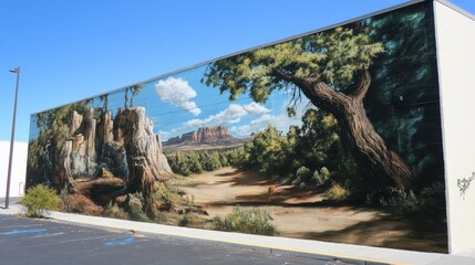 illustration painting of trees in their space generative ai