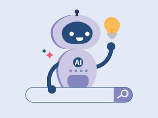 AI chat robot with search engine bar. AI bot innovation technology answer question with smart solution