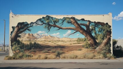 illustration painting of trees in their space generative ai