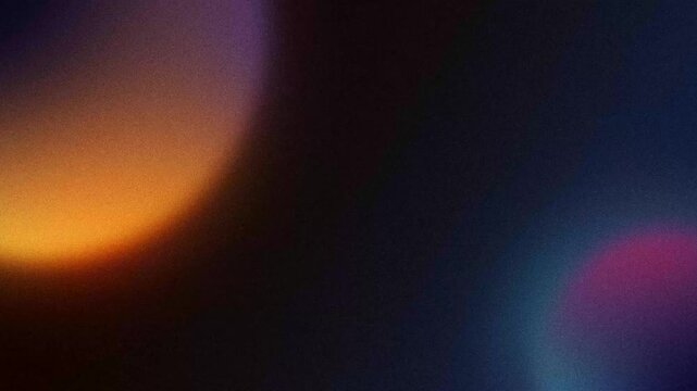 Abstract orange, violet and blue gradient spheres with noise texture, looped animated background