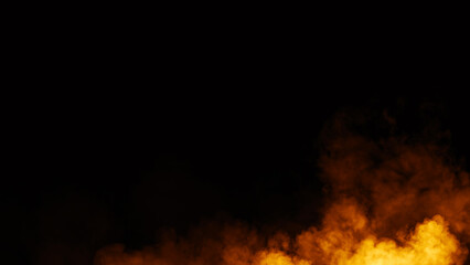 Abstract fire smoke, fog on isolated black background, creating a mysterious and backdrop, creating a dreamy, atmospheric effect for artistic