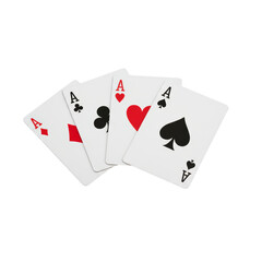 Obraz premium Aces arrangement isolated on transparent setting playing cards gamble leisure chance challenge
