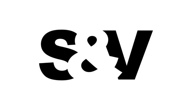 SV logo design in bold style. Black white identity symbol. Modern typography emblem. Corporate branding icon.