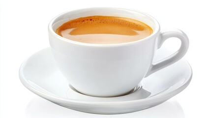 Naklejka premium A cup of espresso with a thick crema served in a classic small coffee cup.