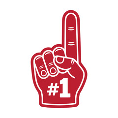 A red foam hand with the number one, symbolizing success, achievement, and being number one in a competition