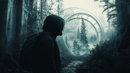 Person in the middle of an empty greenhouse, a symbol of deforestation and pollution generative ai