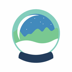snow globe icon with aurora borealis light swirlin