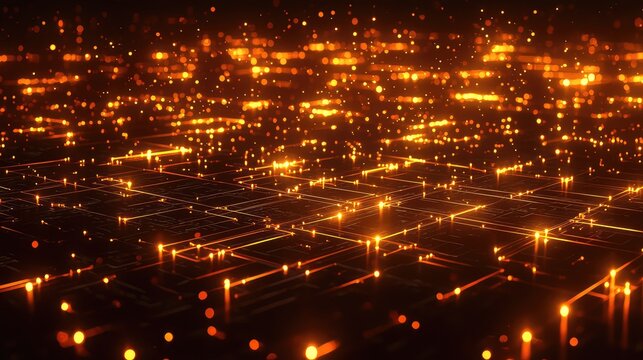 A cybernetic neural network with complex layers of interconnected nodes, transmitting data in glowing lines of light. - Powered by Adobe