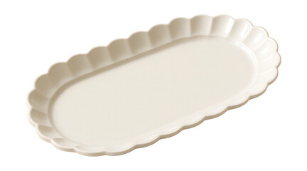 Scalloped porcelain tray for serving pastries at home afternoon tea.