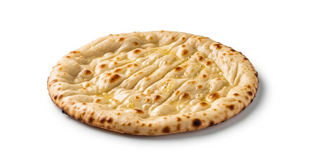Freshly baked naan bread isolated on white background indian cuisine food