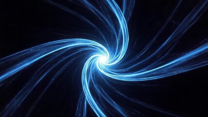 Abstract blue light trails swirling in a vortex, creating a mesmerizing and dynamic visual effect on black background - Powered by Adobe