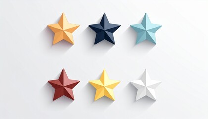Fototapeta premium Flat Minimal Star Vector Set with Solid and Outline Styles