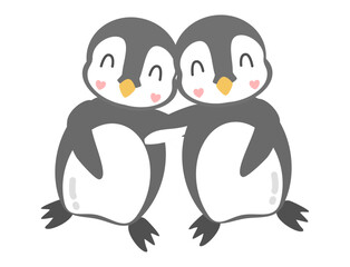Cute Hugging Penguin Couple Clipart, Adorable Friends, Lovers Embrace