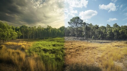 divided vision of a forest with and a forest are trees generative ai