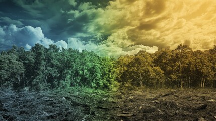 divided vision of a forest with and a forest are trees generative ai