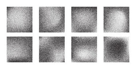 Fototapeta premium Set of mezzotint square textures with a grainy, stippled noise effect