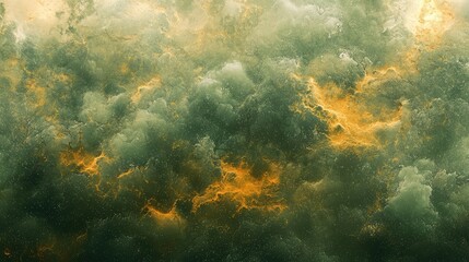 A dense cloud of green and orange powder scattering in all directions.