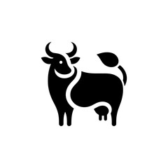 Minimalist Cow Icon Design in Black Vector Silhouette