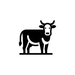Simple Black and White Cow Icon Vector Illustration