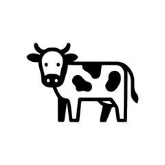 Stylized Cow Icon Illustration in Black and White